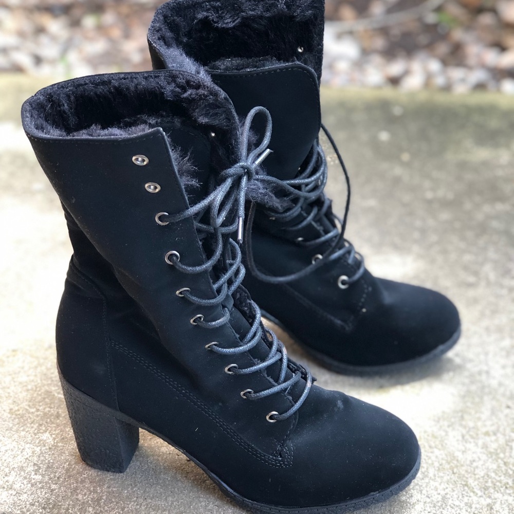 Black suede boots